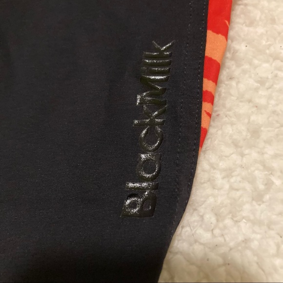 BLACKMILK Black crop leggings with orange tiger print trim - Picture 4 of 6